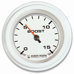 0-15 PSI White Boost Gauge 2-1/16