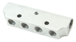Four Port Outlet Polished Fuel Distribution Block