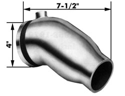 Log Riser Outlet - 35º Elbow, Polished Aluminum Outlet