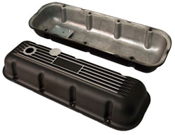 Big Block Chevrolet Finned Aluminum Valve Covers, Black