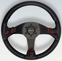 Gorgona Black Aluminum Steering Wheel Burl Accents, 13.8