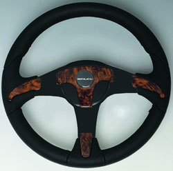 Gorgona Black Aluminum Steering Wheel Burl Accents with Center Pad, 13.8