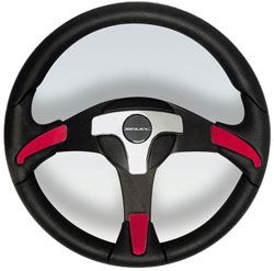 Gorgona Black Aluminum Steering Wheel Red Accents with Center Pad, 13.8