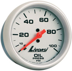 Livorsi 0-100 PSI Oil Pressure Gauge Mega & Race Rim 2-1/16