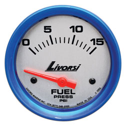 Livorsi 0-15 PSI Fuel Pressure Gauge Mega & Race Rim 2-1/16