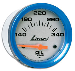 Livorsi Oil Temperature Gauge 140-340F Mega & Race Rim 2-1/16