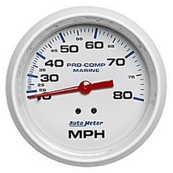 Autometer Marine Analog Speedometer, Liquid Pitot Operation, 80 MPH, 3-3/8