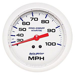 Autometer Marine Analog Speedometer, Liquid Pitot Operation, 100 MPH, 3-3/8