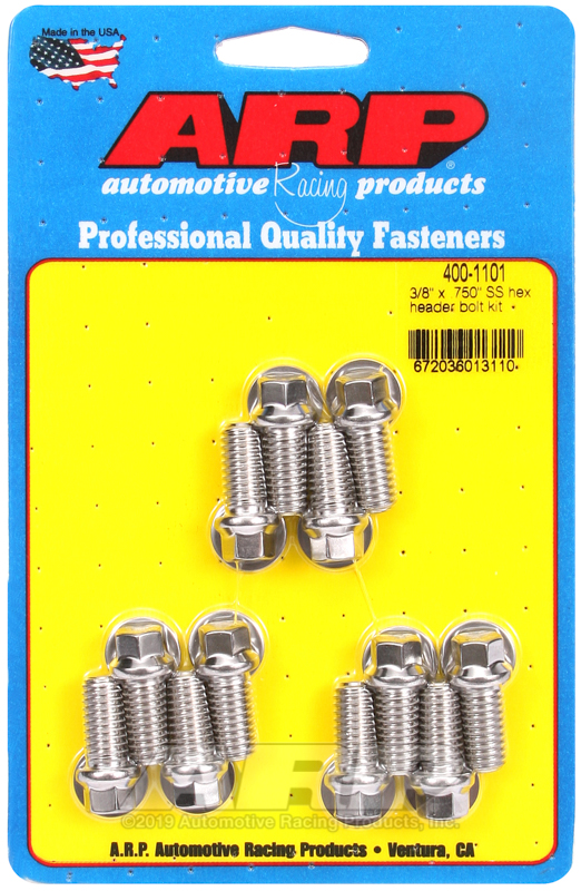 400-1101 ARP 3//8 x .750 SS hex header bolt kit