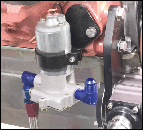 Redhorse Fuel Pump Block-Off Plate 4810-350-1; Blue Anodized Aluminum for SBC