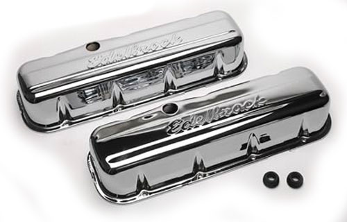 Edelbrock 41623 Mustang Classic Series Black Finned Valve Covers 332/352/360/390/427/428