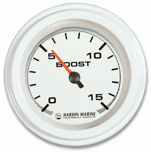 0-15 PSI White Boost Gauge 2-1/16