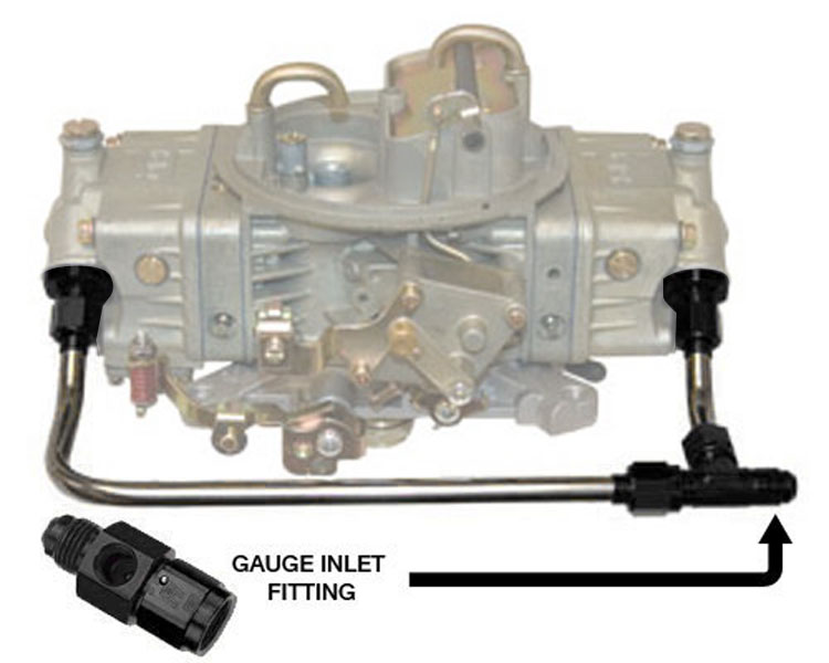 Polished Stainless Steel 6 AN Dual Feed Fuel Line With Gauge Outlet