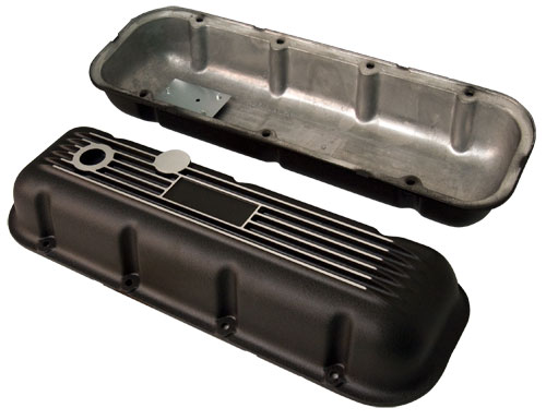Big Block Chevrolet Finned Aluminum Valve Covers, Black