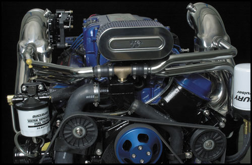 500 EFI Polished Thermostat Housing To Exhaust Stainless Steel Hard Lines 