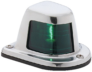 Attwood Side Lights Deck Mount, Stainless Steel - Green