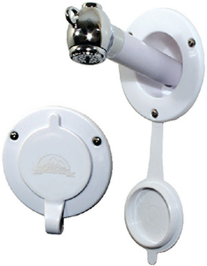 Scandvik 10750 Recessed Transom Shower For Vertical Installation With 6' White Nylon Hose