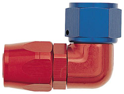 Red/Blue 90 Degree Double-Swivel Forged AN Hose End