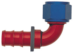 Blue/Red 90 Degree Push-On Hose End