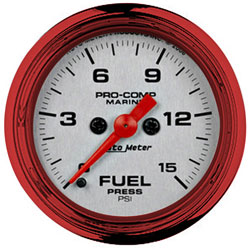 2-5/8" Pro-Comp 0-15 Fuel Pressure Gauge - Custom Colored Rims
