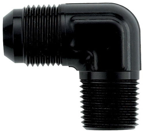 Black 90 Degree Male AN Flare to NPT Pipe Adapter