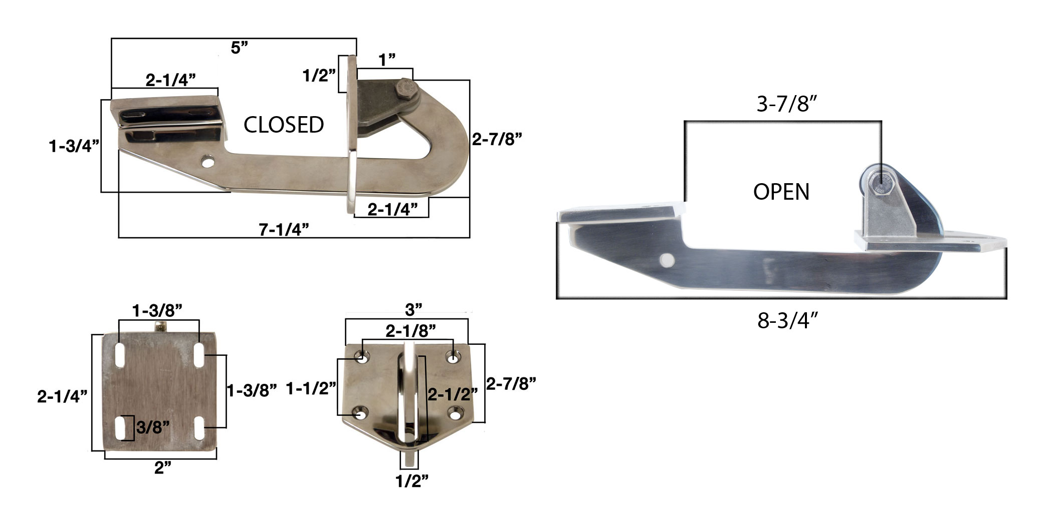 CP Performance - Polished Stainless Steel Long Hidden Hatch Hinges