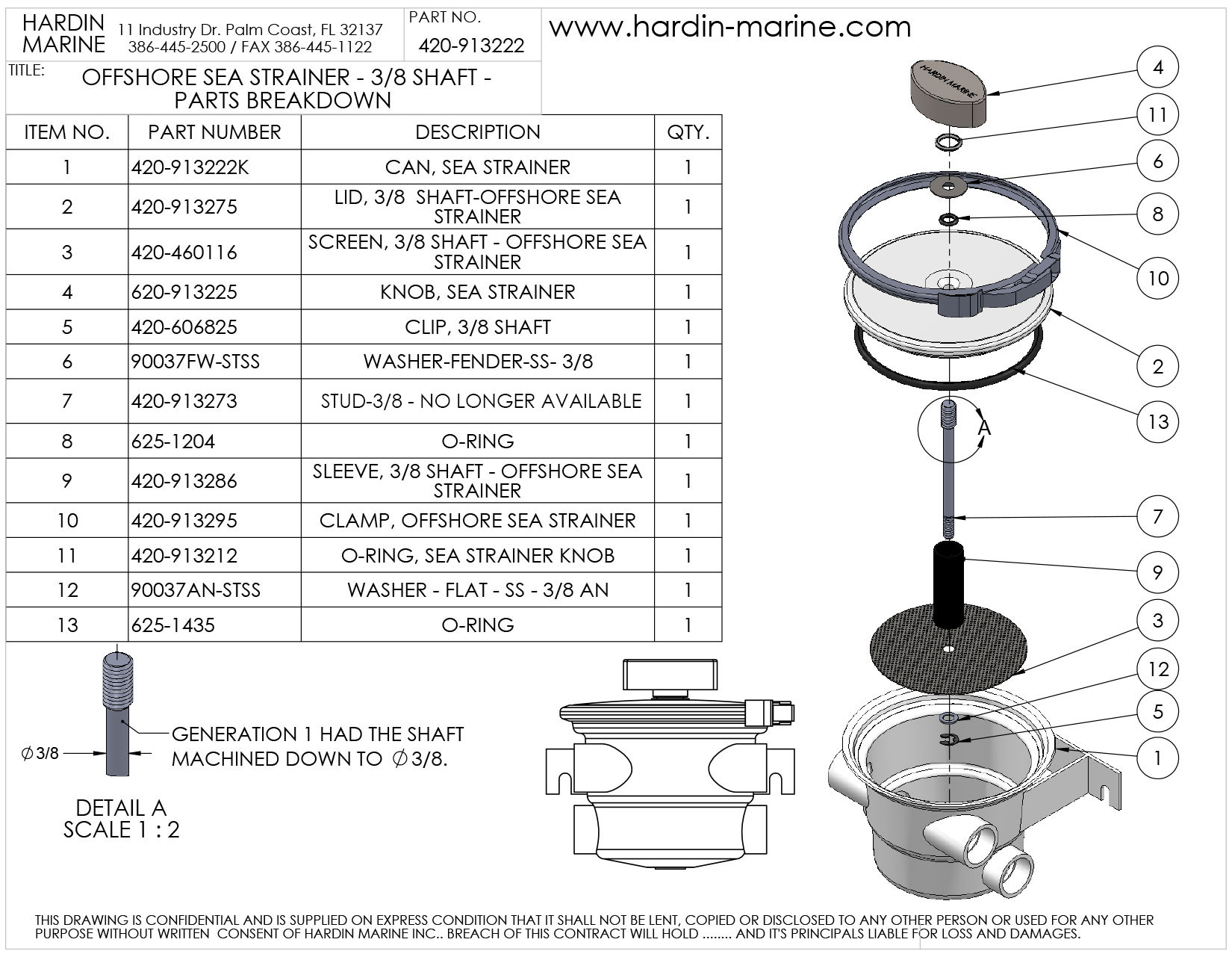 Gil Gen. 2 and Hardin Gen. 1 Offshore Sea Strainer Replacement Parts