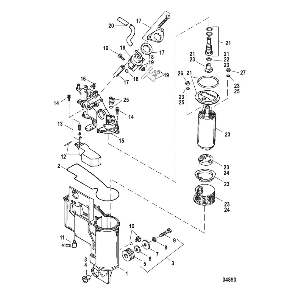 225 EFI Pro Max and Super Mag - Serial 0G857000 Thru 0T429939 - Vapor Separator Components