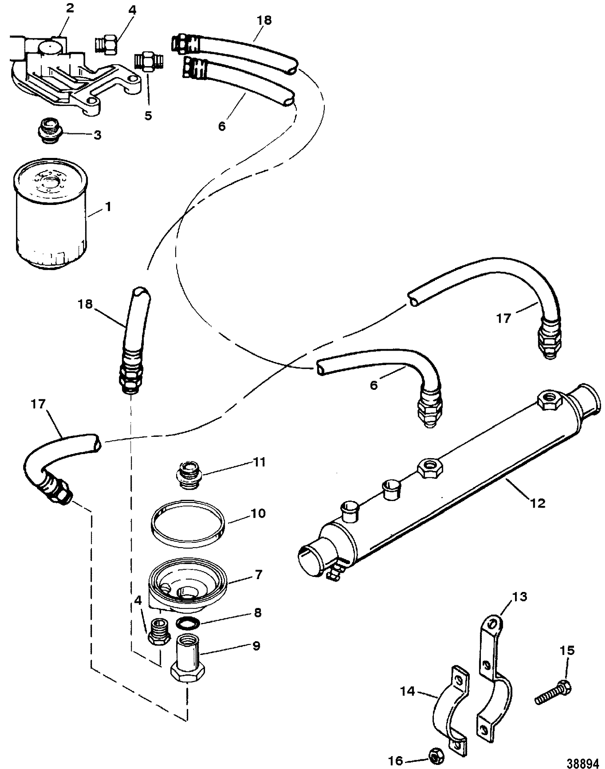 7.4L Bravo (Gen 5) GM 454 V-8 1992-1996 - Serial 0D0603118 Thru 0F800699 - Oil Filter And Adaptor (7.4L Bravo-454 Mag) 0F114760 and Up