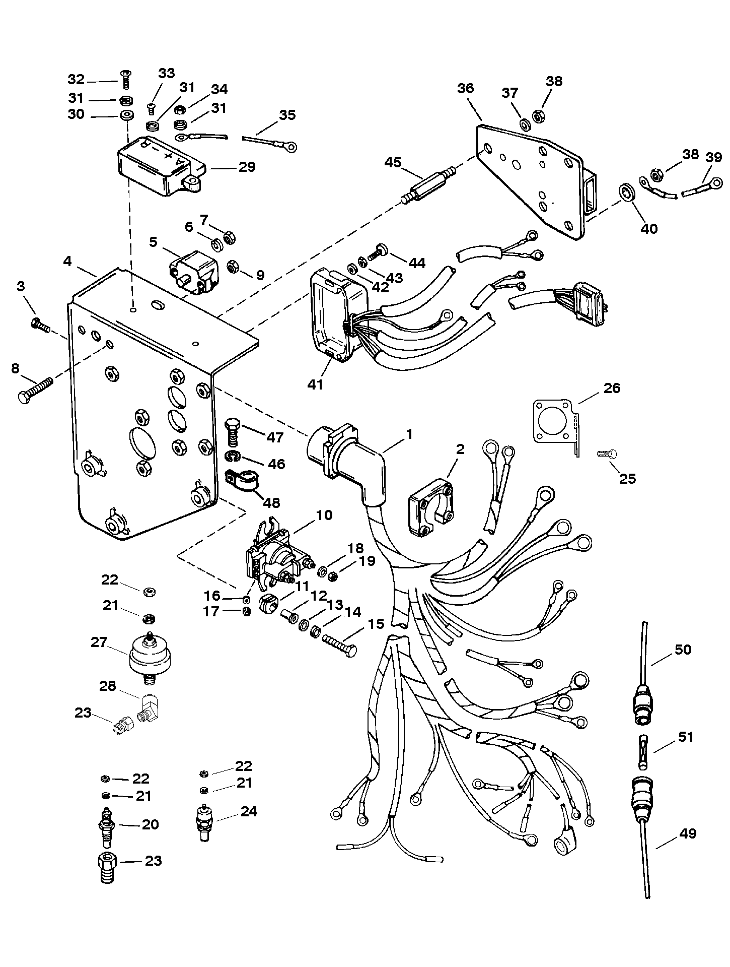 525 SC (Gen 5) GM 454 V-8 1996 - Serial 0F615814 Thru 0F745215 - Wiring Harness And Electrical Components