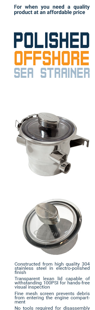 Polished Offshore Sea Strainer - 1 Inch NPT Dual Inlets/Outlets
