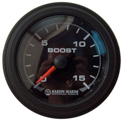 0-15 PSI White Boost Gauge 2-1/16"