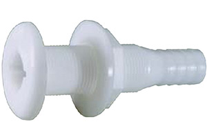 Attwood Thru Hull Connector For Hose, White - 1-1/8" to 1-1/4"