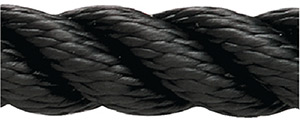 3 Strand Nylon Dockline, 3/8 x 15 Black