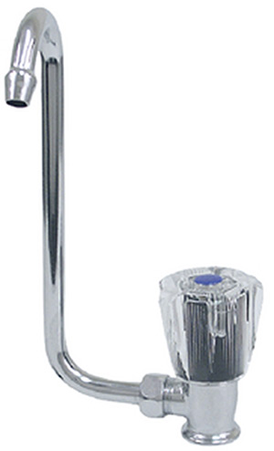 Scandvik 10056 Chrome Plated Brass Folding Cold Water Tap With Clear Acrylic Knob