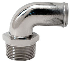 Custom Handcrafted Stainless Fitting 1-1/4" NPT X 1-1/4" Hose 90°