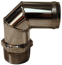 Custom Handcrafted Stainless Fitting 1-1/4" NPT X 1-1/4" Hose 90°