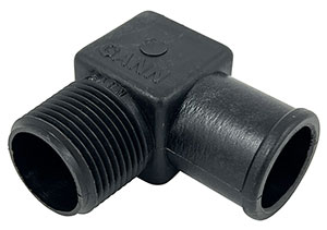 3/4" NPT x 1" Push On Hose Composite Pipe Plug - 90 Degree