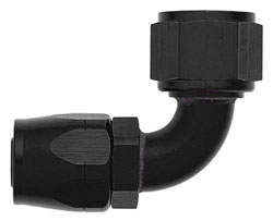 Black 90 Degree Non-Swivel AN Hose End