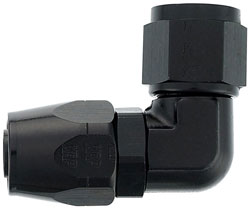 Black 90 Degree Double-Swivel Forged AN Hose End
