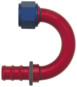 Blue/Red 180 Degree Push-On Hose End