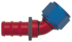 Blue/Red 45 Degree Push-On Hose End