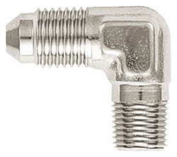 Super Nickel 90 Degree Male AN Flare to NPT Pipe Adapter