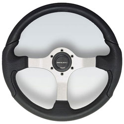 Nisida Silver Aluminum Spoke Steering Wheel, 13.8" Diameter, Black Grip