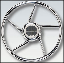 Stainless Steel Helix Spokes Steering Wheel, 13.8" Diameter, Stainless Steel Grip