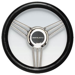 Stainless Steel Steering Wheel, 13.2" Diameter, Black Grip