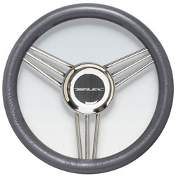 Stainless Steel Steering Wheel, 13.2" Diameter, Grey Grip