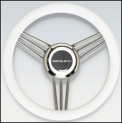 Stainless Steel Steering Wheel, 13.2" Diameter, White Grip