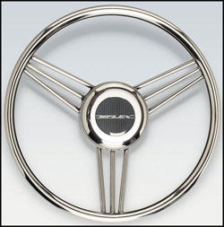 Stainless Steel Steering Wheel, 13.2" Diameter, Stainless Steel Grip
