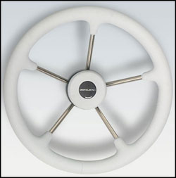 Stainless Steel Steering Wheel 13.8" Diameter, Grey Firm Grip